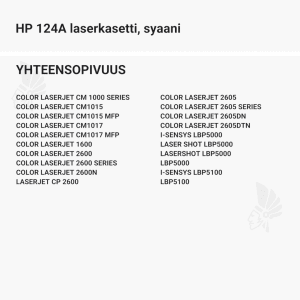 HP 124A laserkasetti, syaani - Yhteensopivat tulostinmallit
