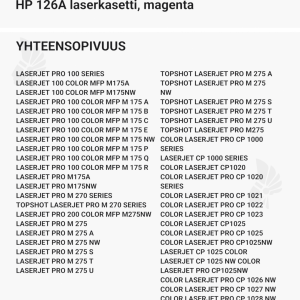 HP 126A laserkasetti, magenta - Yhteensopivat tulostinmallit