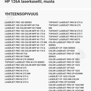 HP 126A laserkasetti, musta - Yhteensopivat tulostinmallit