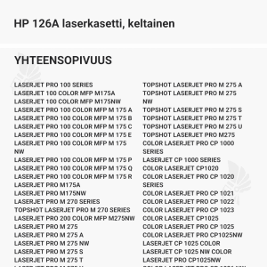 HP 126A laserkasetti, keltainen - Yhteensopivat tulostinmallit