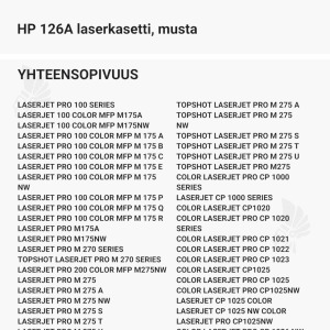 HP 126A laserkasetti, musta - Yhteensopivat tulostinmallit