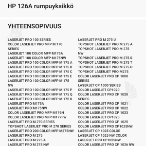 HP 126A rumpuyksikkö - Yhteensopivat tulostinmallit