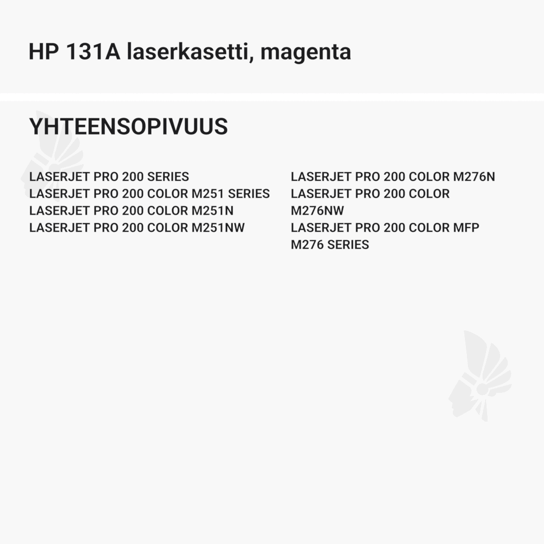 HP 131A laserkasetti, magenta - Yhteensopivat tulostinmallit