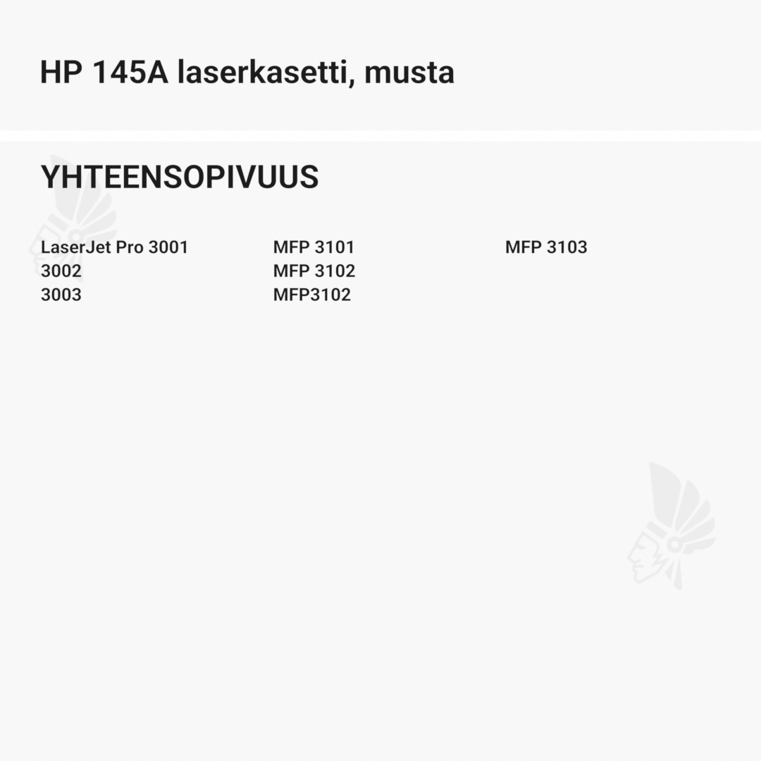 HP 145A laserkasetti, musta - Yhteensopivat tulostinmallit