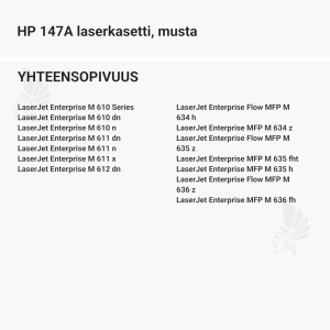 HP 147A laserkasetti, musta - Yhteensopivat tulostinmallit