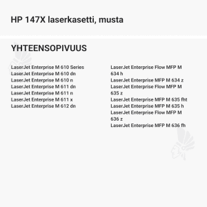 HP 147X laserkasetti, musta - Yhteensopivat tulostinmallit