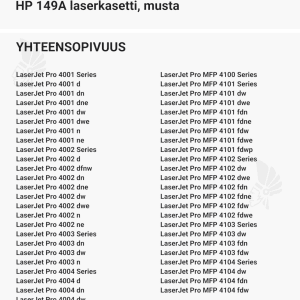 HP 149A laserkasetti, musta - Yhteensopivat tulostinmallit