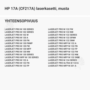 HP 17A (CF217A) laserkasetti, musta - Yhteensopivat tulostinmallit