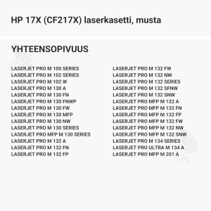HP 17X (CF217X) laserkasetti, musta - Yhteensopivat tulostinmallit