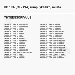 HP 19A (CF219A) rumpuyksikkö, musta - Yhteensopivat tulostinmallit