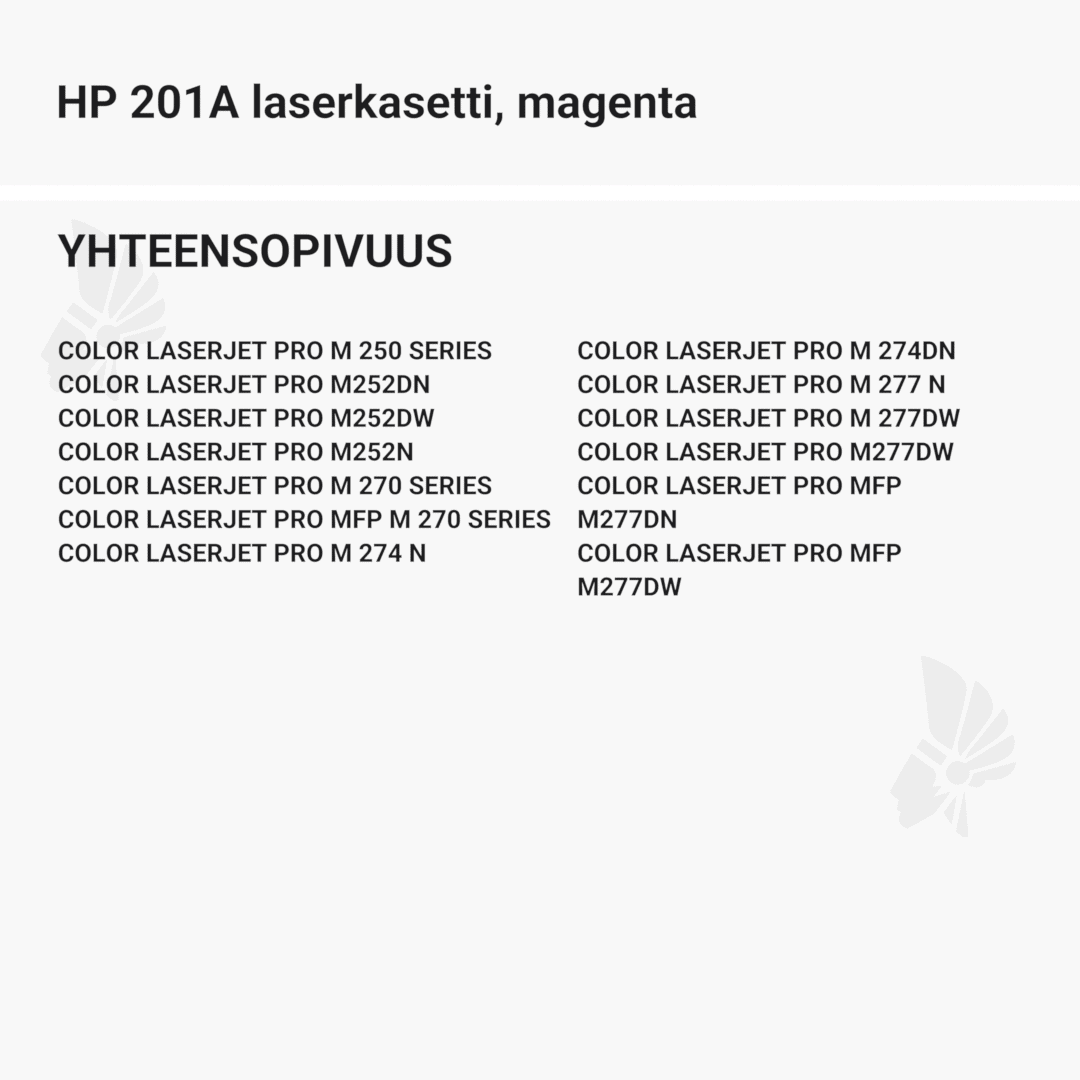 HP 201A laserkasetti, magenta - Yhteensopivat tulostinmallit