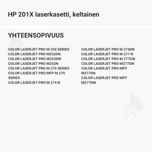 HP 201X laserkasetti, keltainen - Yhteensopivat tulostinmallit
