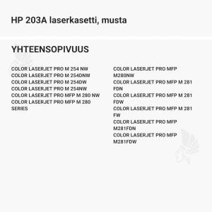 HP 203A laserkasetti, musta - Yhteensopivat tulostinmallit
