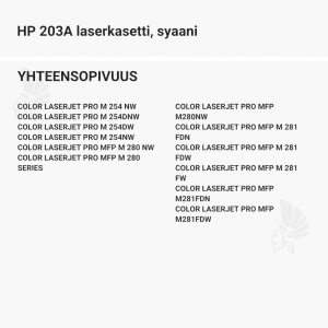 HP 203A laserkasetti, syaani - Yhteensopivat tulostinmallit