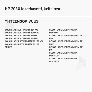 HP 203X laserkasetti, keltainen - Yhteensopivat tulostinmallit