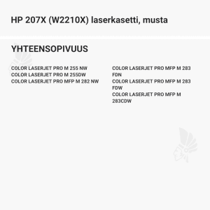 HP 207X (W2210X) laserkasetti, musta - Yhteensopivat tulostinmallit