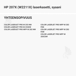 HP 207X (W2211X) laserkasetti, syaani - Yhteensopivat tulostinmallit