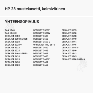 HP 28 mustekasetti, kolmivärinen - Yhteensopivat tulostinmallit