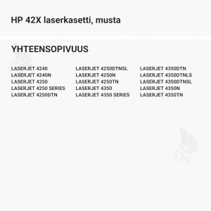 HP 42X laserkasetti, musta - Yhteensopivat tulostinmallit