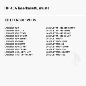 HP 45A laserkasetti, musta - Yhteensopivat tulostinmallit