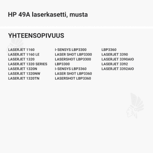 HP 49A laserkasetti, musta - Yhteensopivat tulostinmallit
