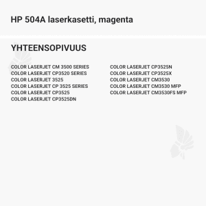 HP 504A laserkasetti, magenta – tarvike, premium - Yhteensopivat tulostinmallit