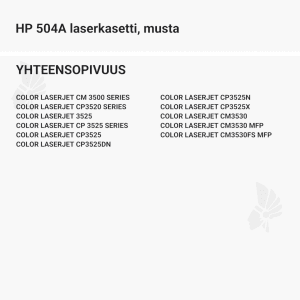 HP 504A laserkasetti, musta – tarvike, premium - Yhteensopivat tulostinmallit