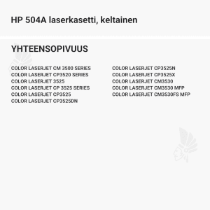 HP 504A laserkasetti, keltainen - Yhteensopivat tulostinmallit