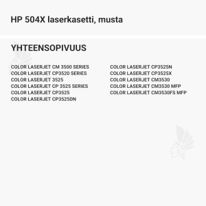 HP 504X laserkasetti, musta - Yhteensopivat tulostinmallit
