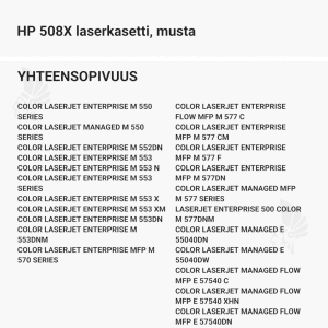 HP 508X laserkasetti, musta - Yhteensopivat tulostinmallit
