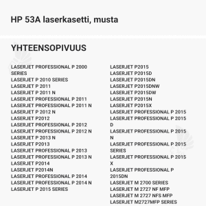 HP 53A laserkasetti, musta - Yhteensopivat tulostinmallit