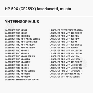 HP 59X (CF259X) laserkasetti, musta - Yhteensopivat tulostinmallit