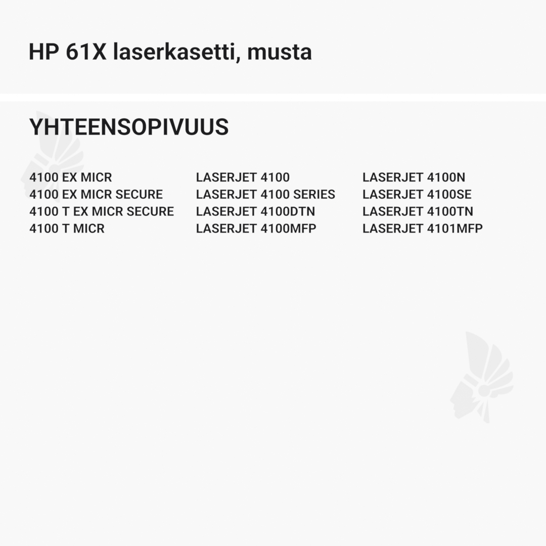 HP 61X laserkasetti, musta – tarvike, premium - Yhteensopivat tulostinmallit