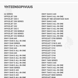 HP 62 mustekasetti, musta - Yhteensopivat tulostinmallit