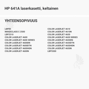 HP 641A laserkasetti, keltainen - Yhteensopivat tulostinmallit