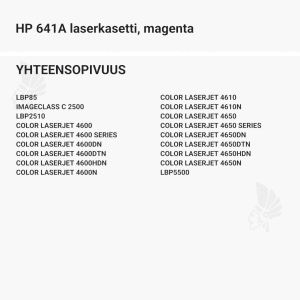 HP 641A laserkasetti, magenta - Yhteensopivat tulostinmallit