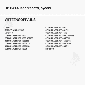 HP 641A laserkasetti, syaani - Yhteensopivat tulostinmallit
