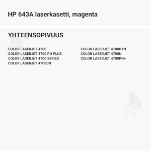 HP 643A laserkasetti, magenta - Yhteensopivat tulostinmallit