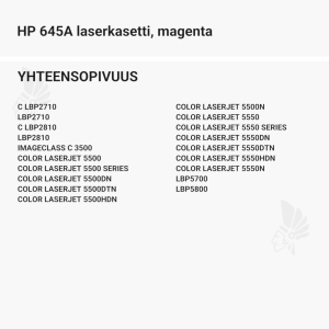 HP 645A laserkasetti, magenta - Yhteensopivat tulostinmallit