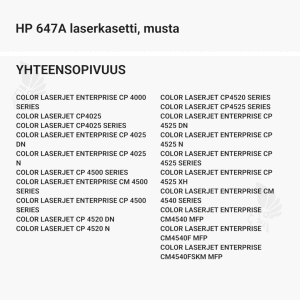 HP 647A laserkasetti, musta - Yhteensopivat tulostinmallit