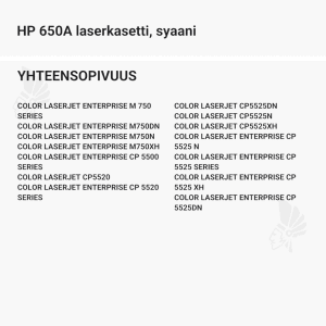 HP 650A laserkasetti, syaani - Yhteensopivat tulostinmallit