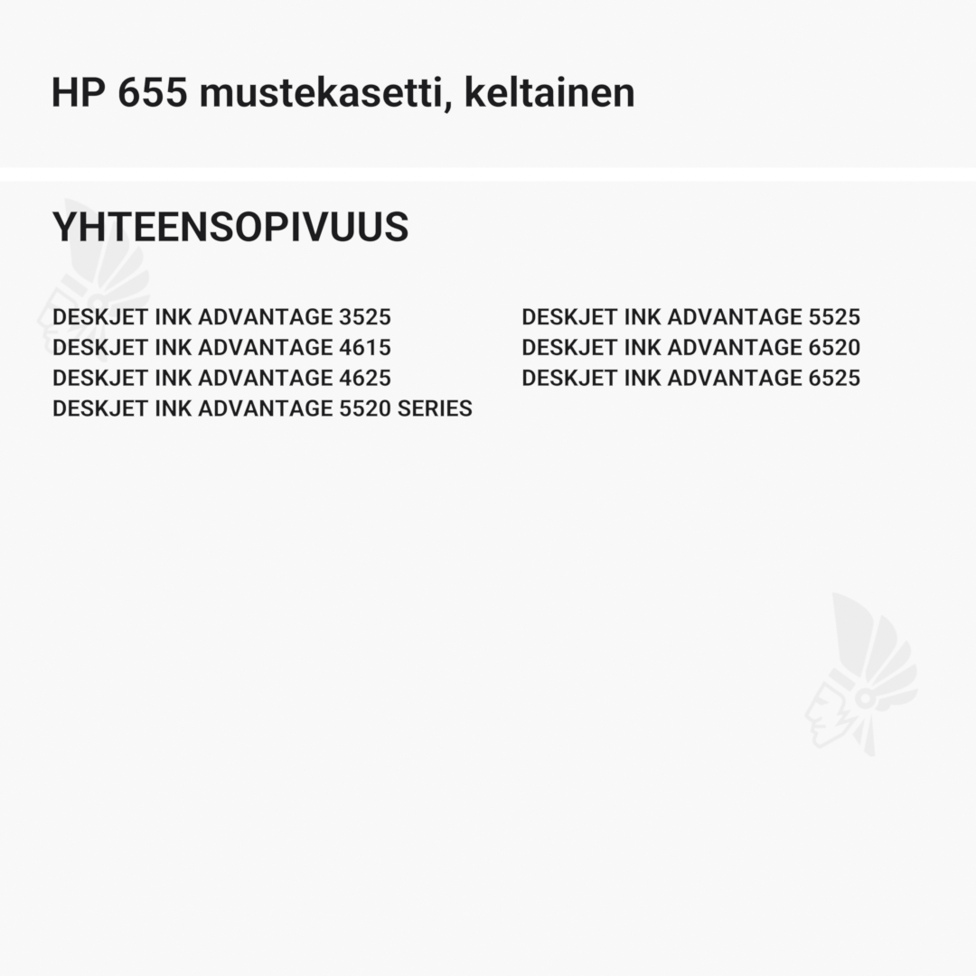 HP 655 mustekasetti, keltainen - Yhteensopivat tulostinmallit