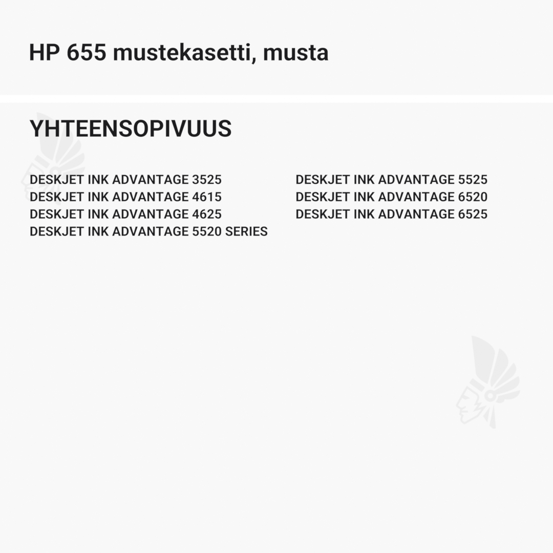 HP 655 mustekasetti, musta - Yhteensopivat tulostinmallit