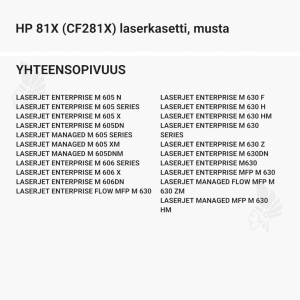 HP 81X (CF281X) laserkasetti, musta - Yhteensopivat tulostinmallit