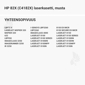 HP 82X (C4182X) laserkasetti, musta – tarvike, premium - Yhteensopivat tulostinmallit