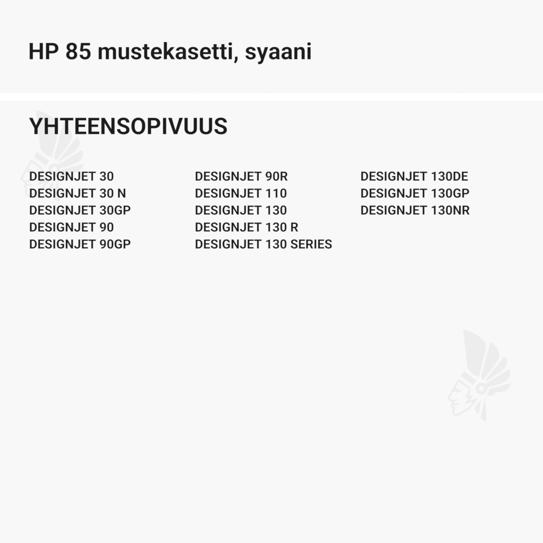 HP 85 mustekasetti, syaani - Yhteensopivat tulostinmallit
