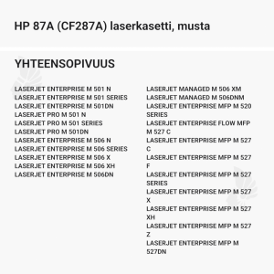 HP 87A (CF287A) laserkasetti, musta - Yhteensopivat tulostinmallit