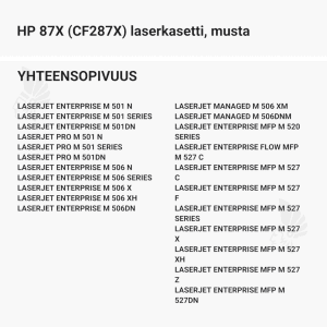 HP 87X (CF287X) laserkasetti, musta - Yhteensopivat tulostinmallit