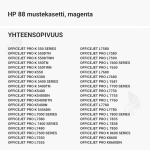 HP 88 mustekasetti, magenta - Yhteensopivat tulostinmallit