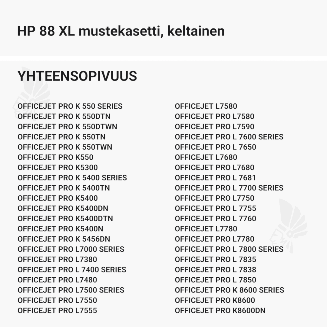 HP 88 XL mustekasetti, keltainen - Yhteensopivat tulostinmallit